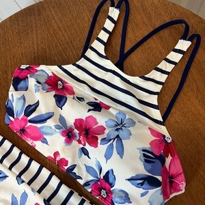 Land’s End Floral and Stripes Halter Bikini Set - NWT